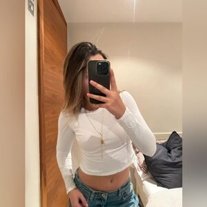 White Long Sleeve Crop Top